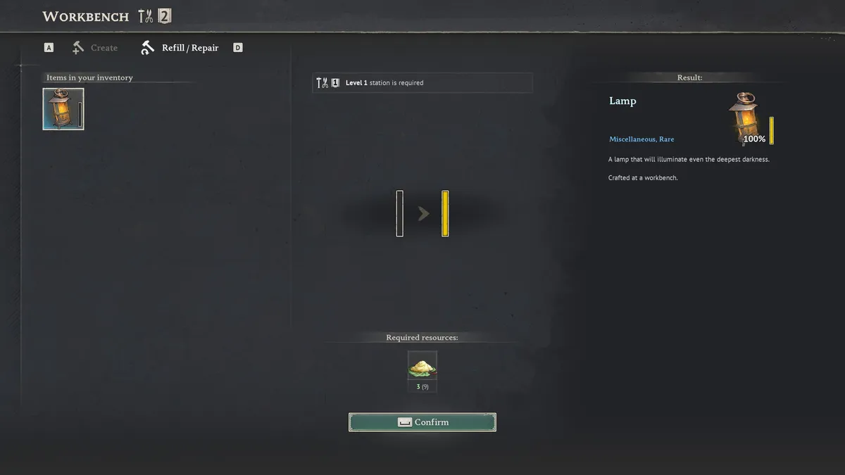 The workbench's Refill/Repair tab is where the magic happens