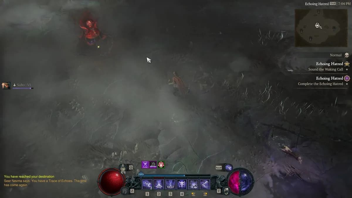 The Echoing Hatred arena starts empty before waves of demons pour in