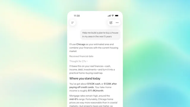 ChatGPT's new goal planning interface for personal finance tracking