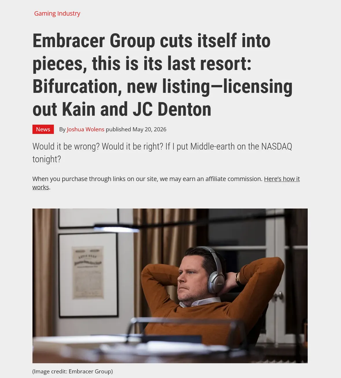 Embracer's corporate restructuring has drawn comparisons to biological cell division