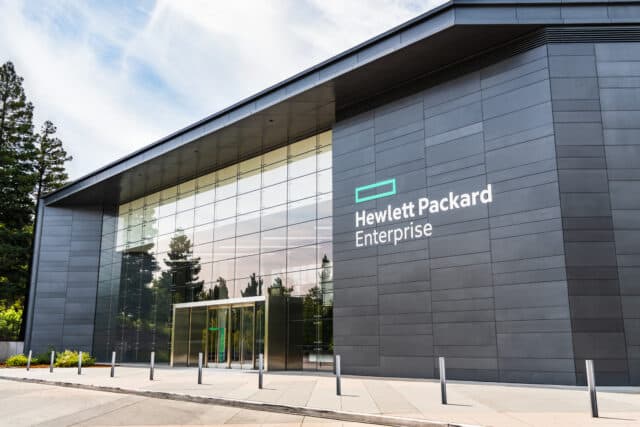 A picture of Hewlett Packard Enterprise (HPE) corporate headquarters located in Silicon Valley.
