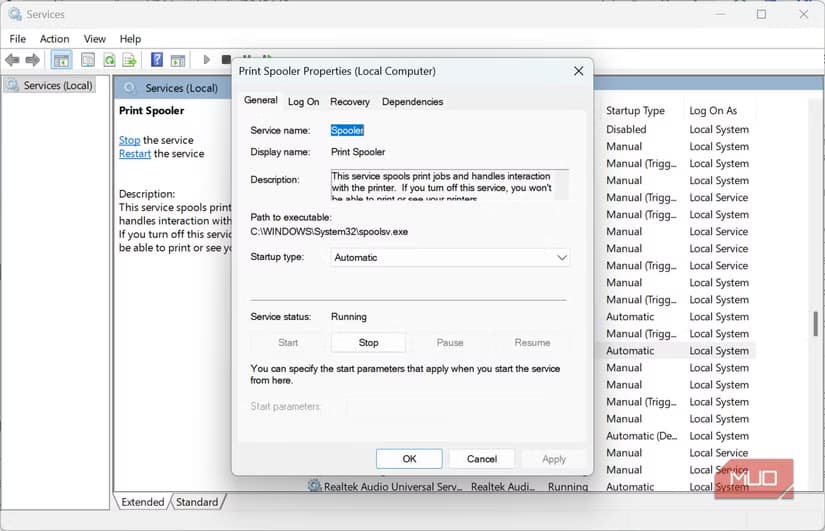 Print Spooler Service on Windows 11