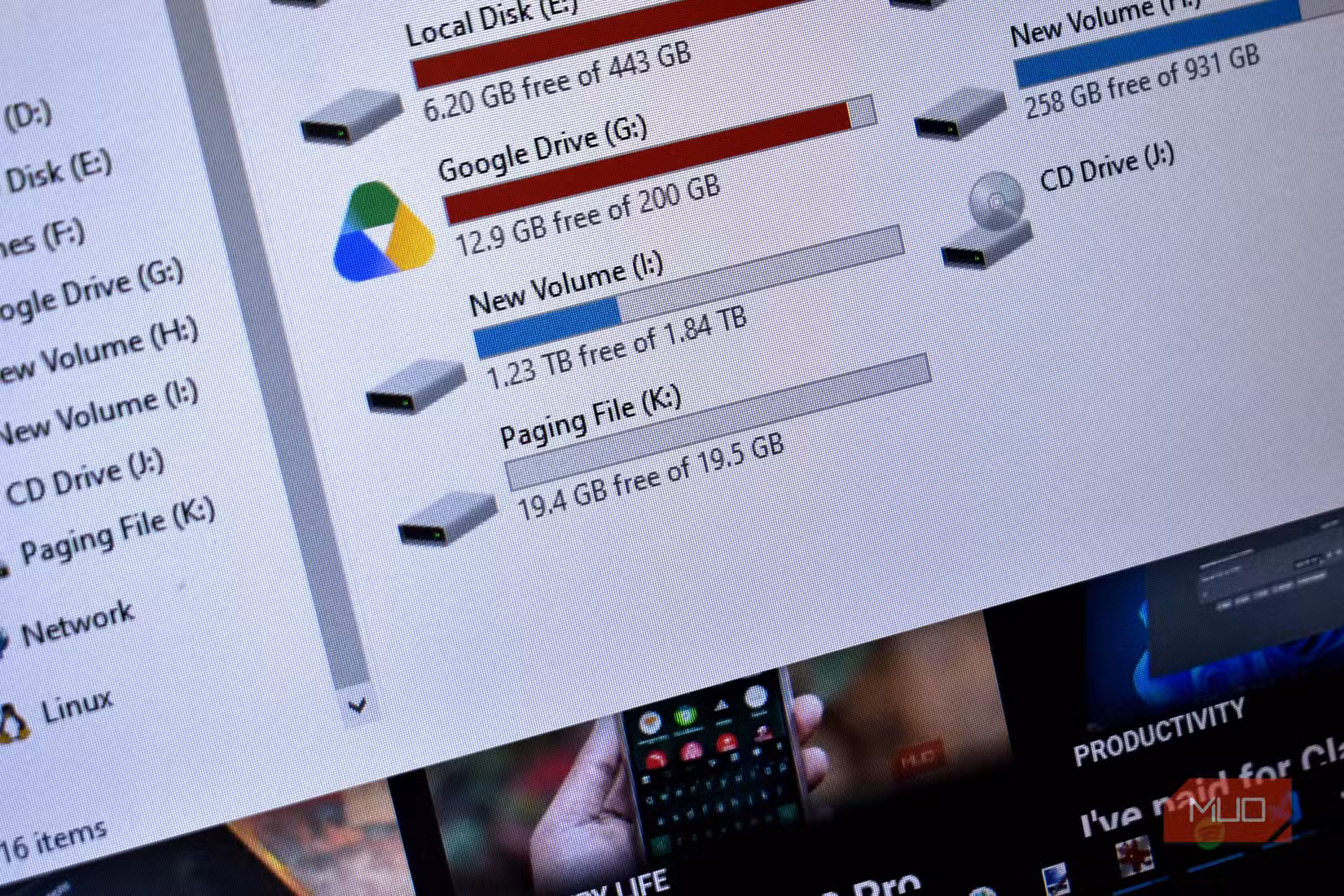 windows explorer paging file partition.