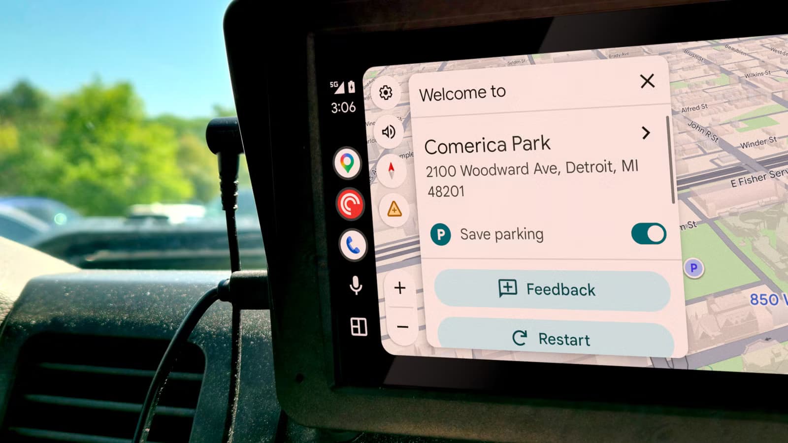 Google Maps Android Auto save parking