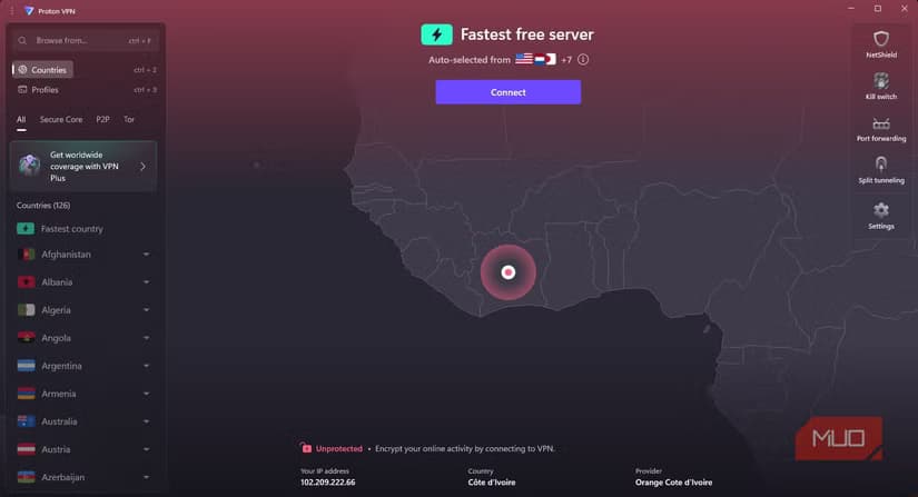 using the fastest server by default on Proton VPN