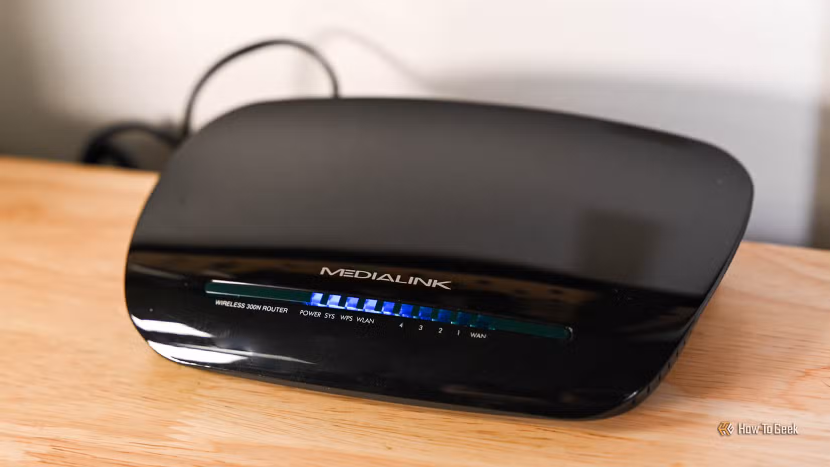An old Medialink router on a table.