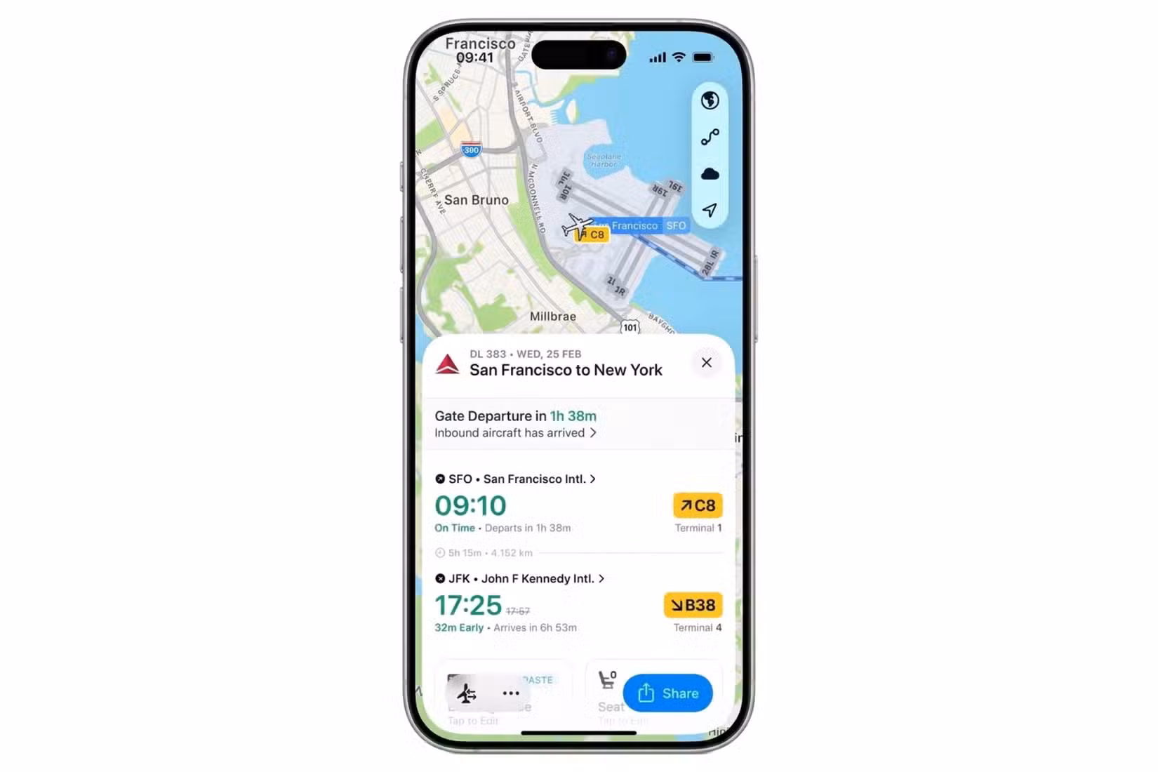Flighty tracks and updates details before the airline sends them.