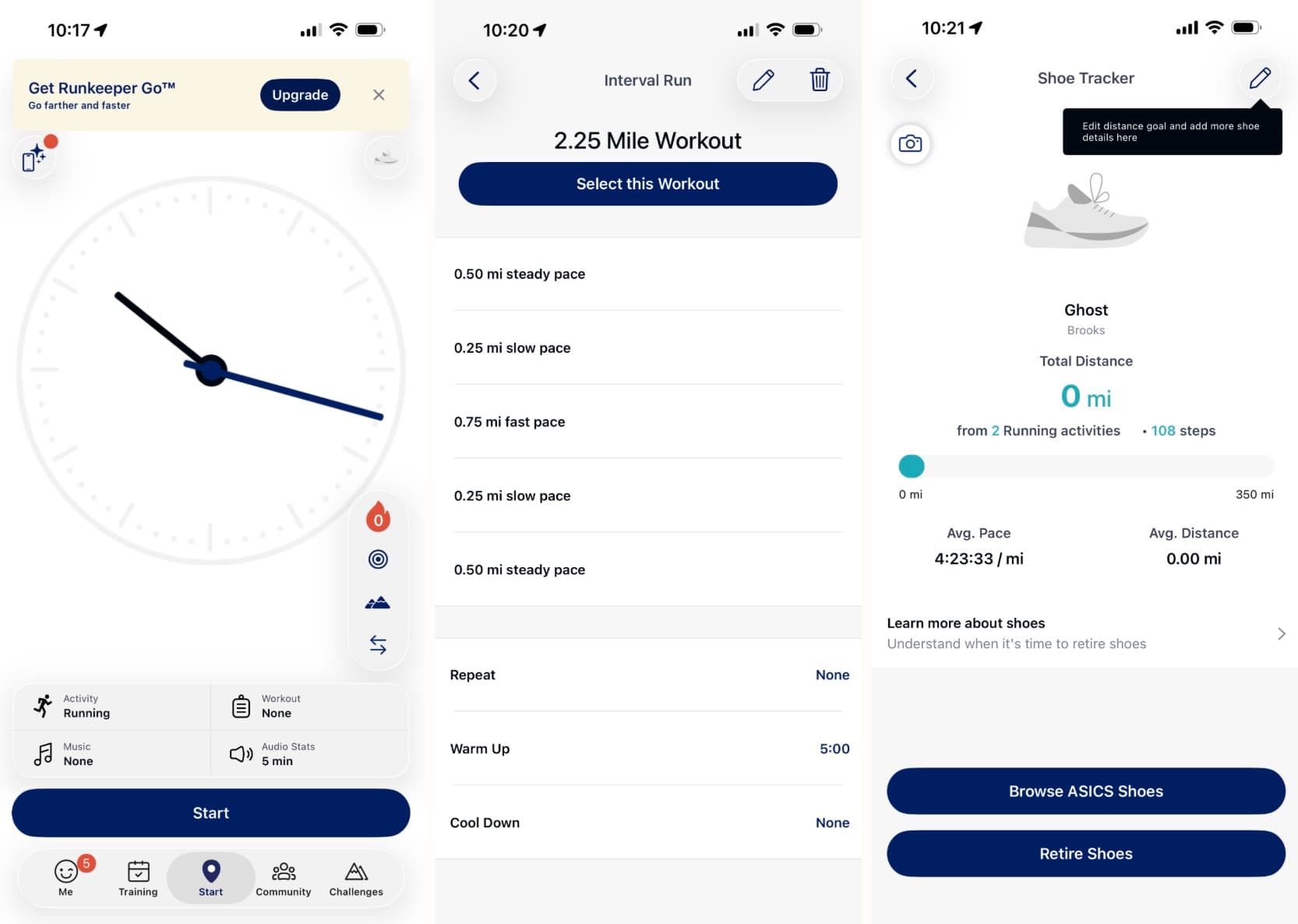Runkeeper, our pick for the best fitness app for beginning runners
