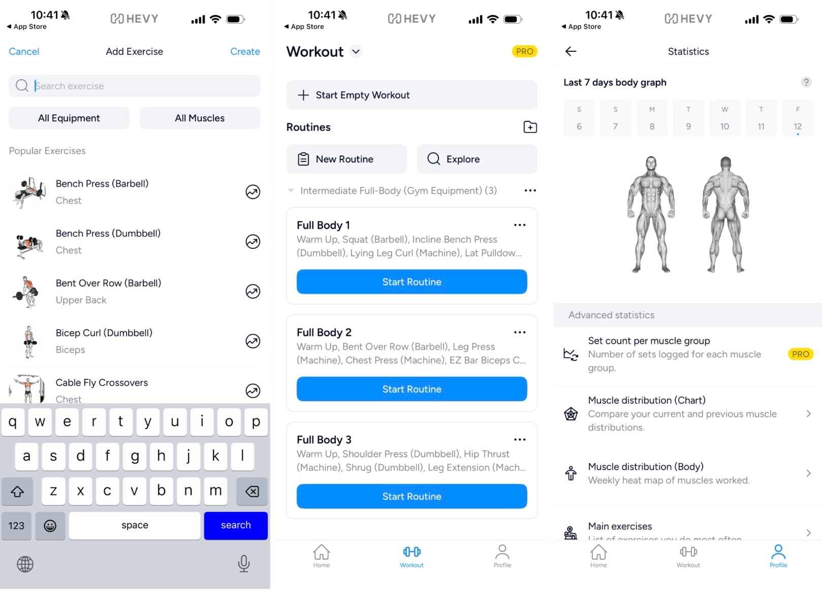 Hevy, our pick for the best fitness app for busy people