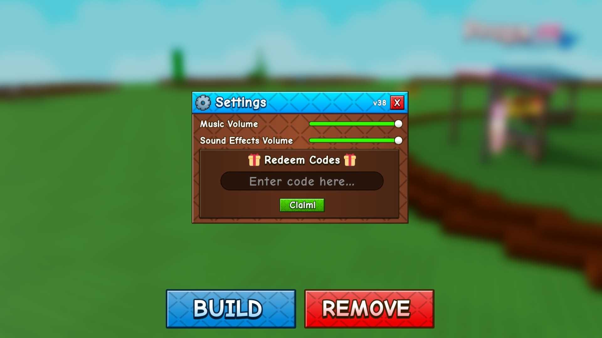 Grow a Garden 2 - The code redemption menu