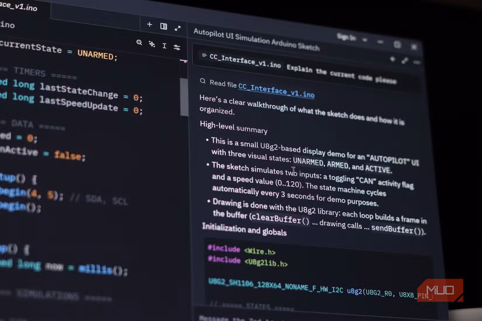 Zed AI chat panel with code explanation