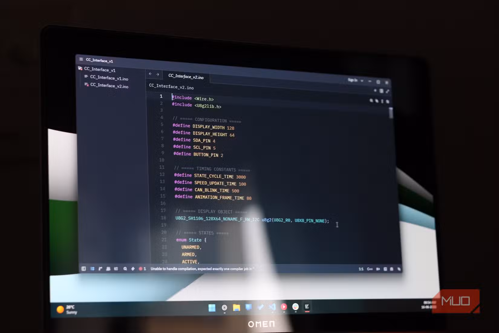 Zed running on Windows 11 laptop with Arduino Code.