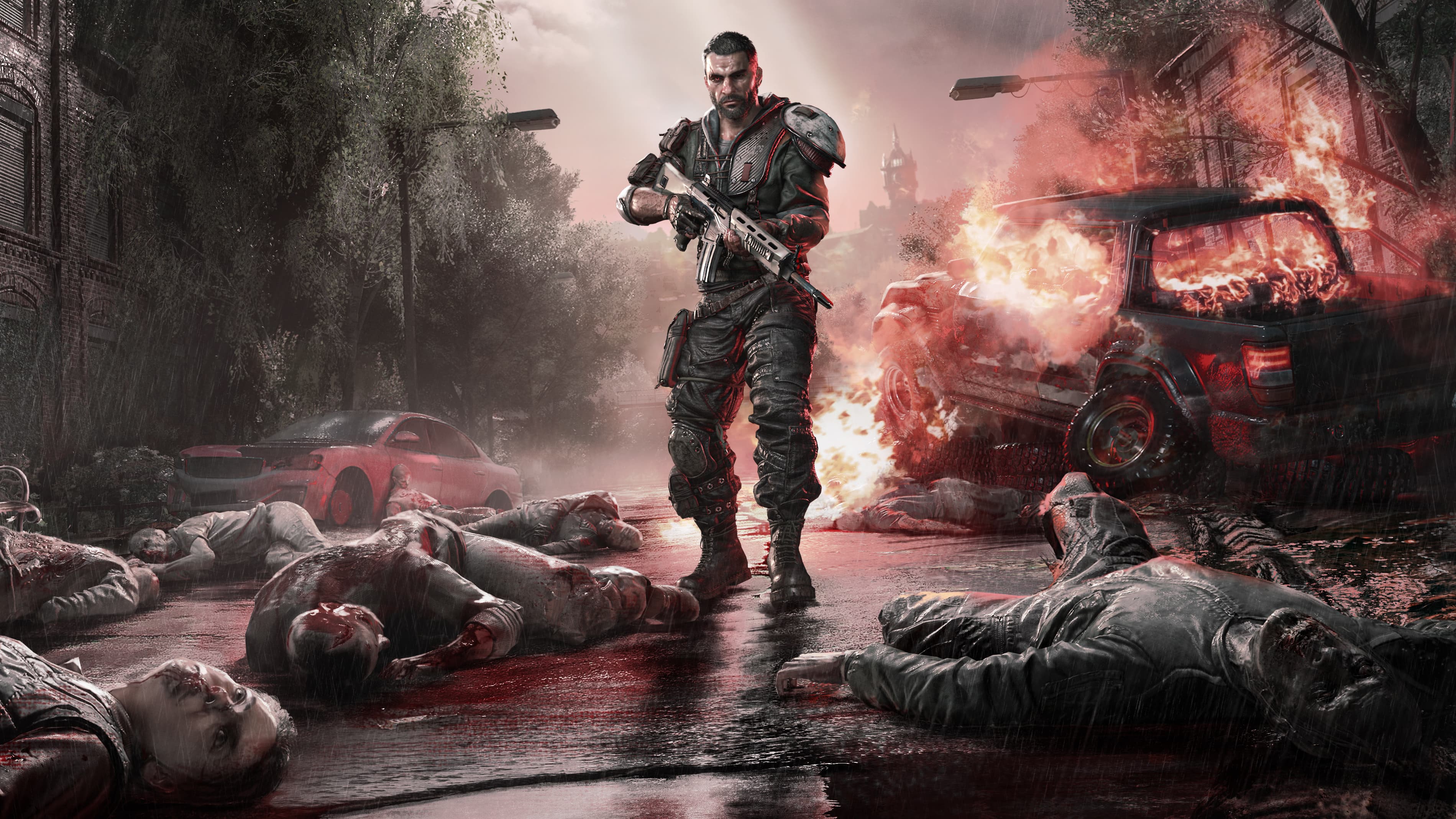 Kyle Crane standing near dead zombies