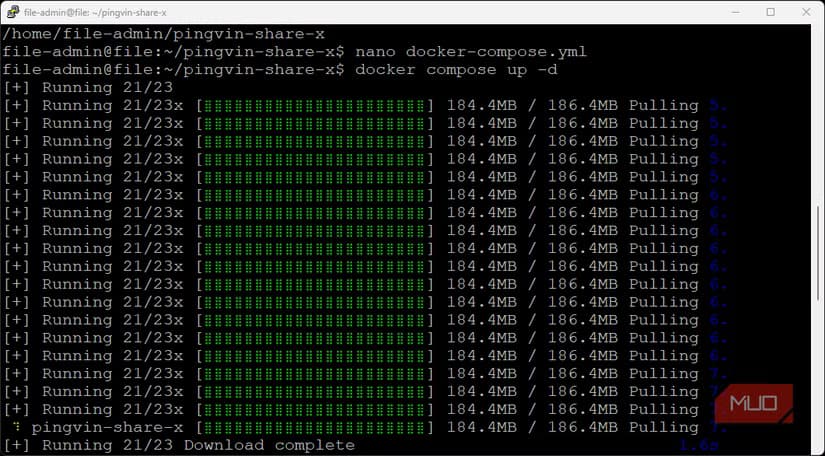 Pingvin Share X installation with Docker Compose