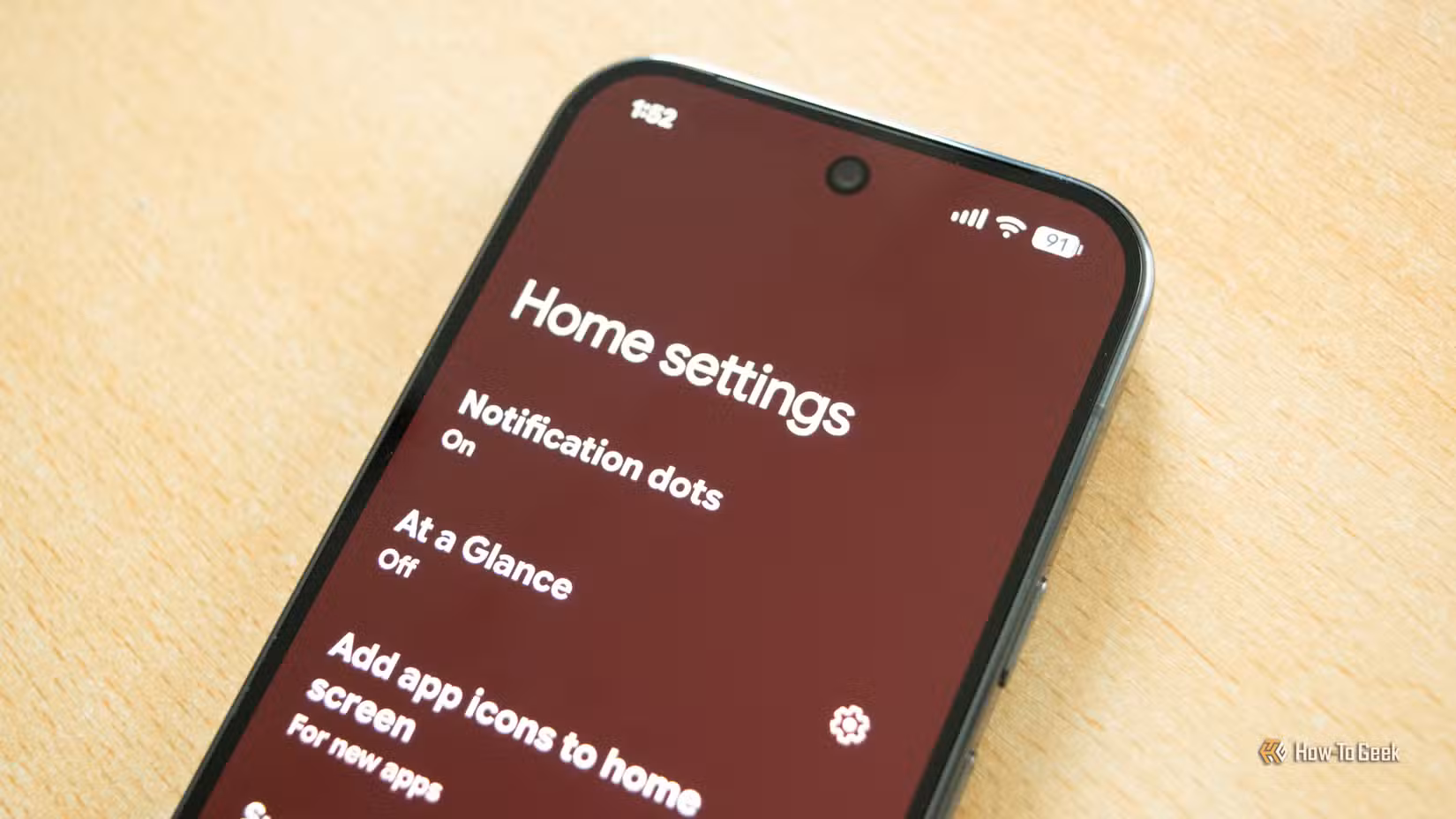 The Home settings menu opened on a Google Pixel 10 Pro.