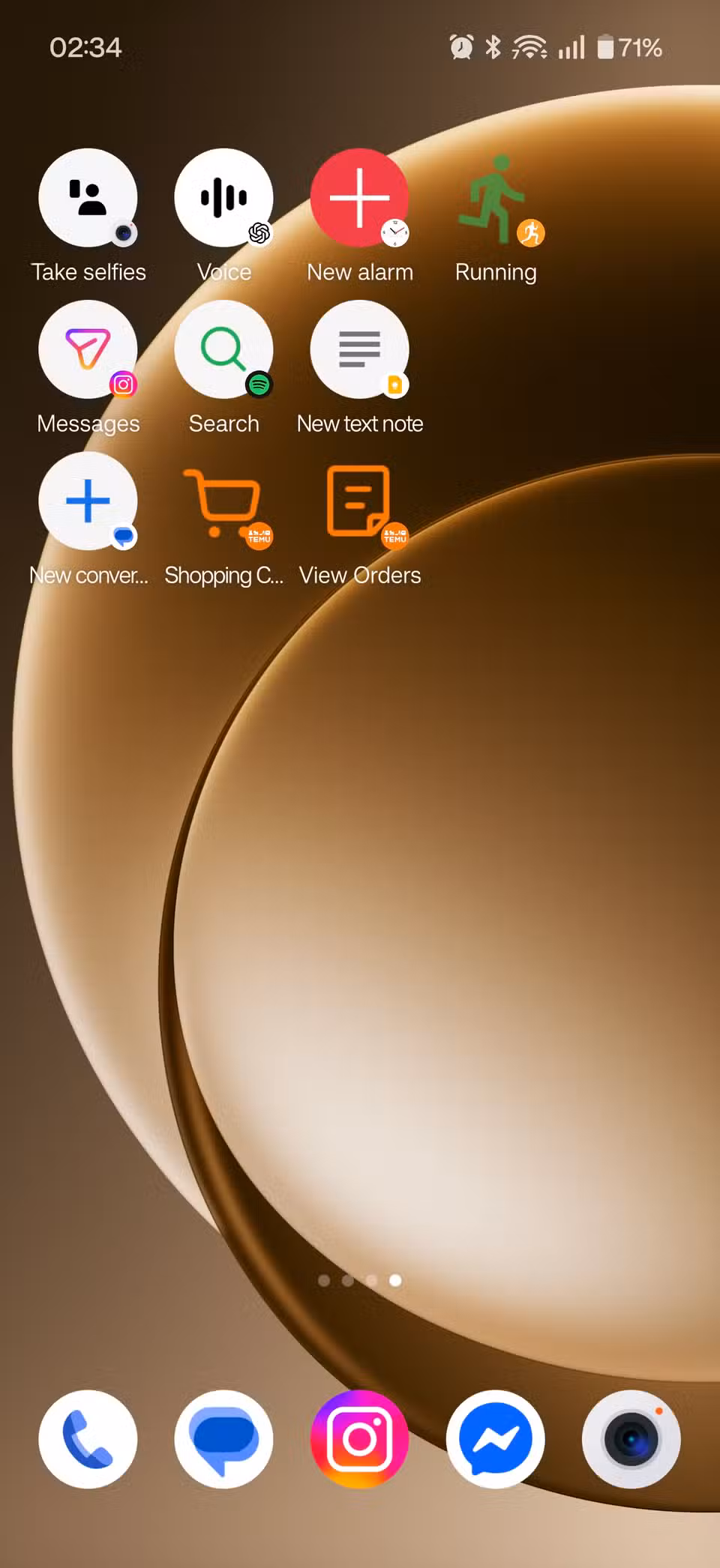 A bunch of pinned app shortcuts on Android.