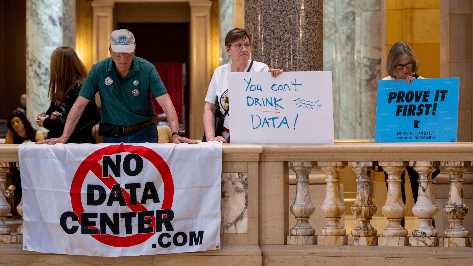 a data center moratorium rally