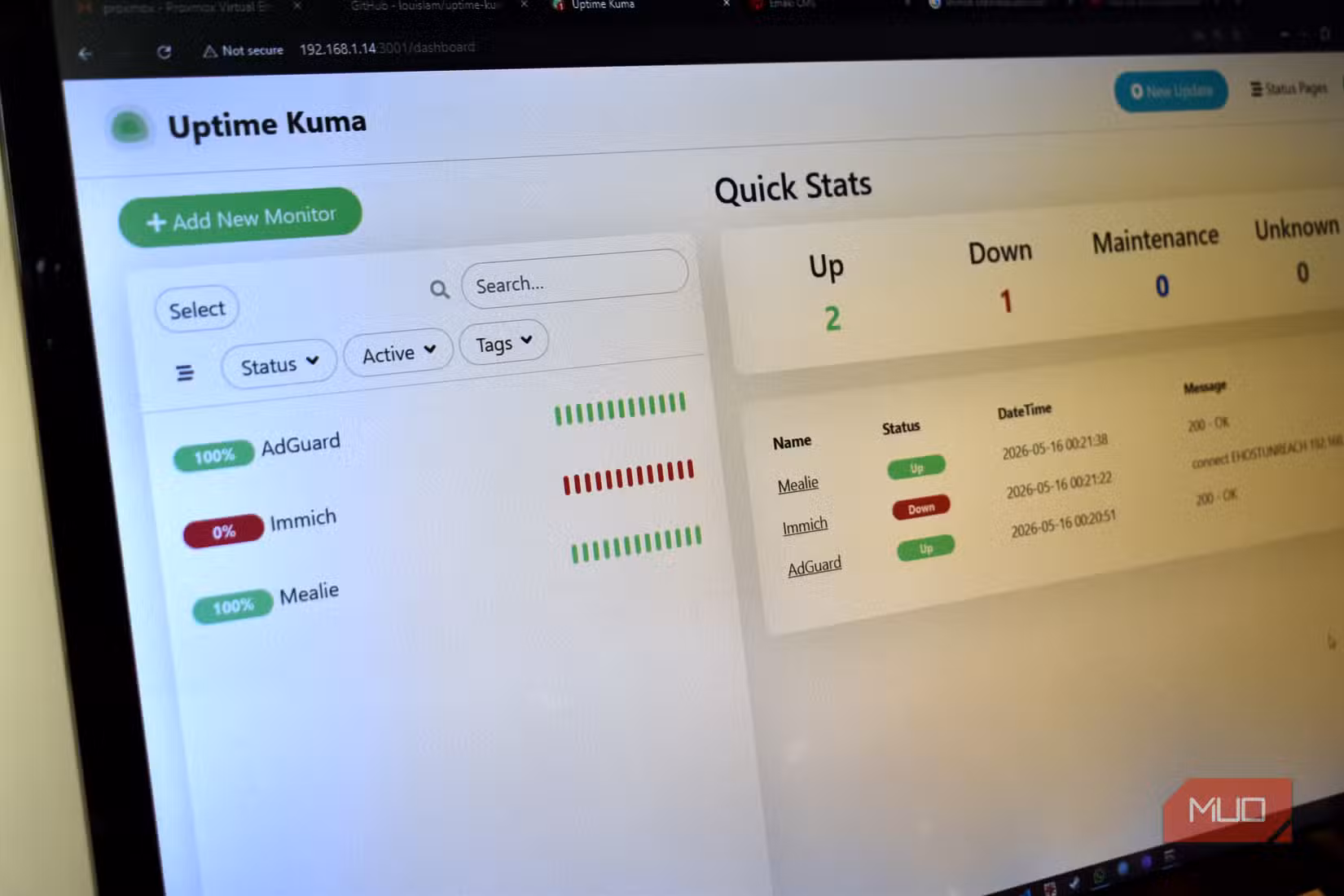 uptime kuma self hosted tracker.