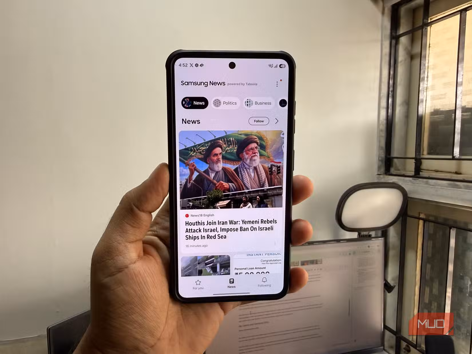 News app on Samsung phone