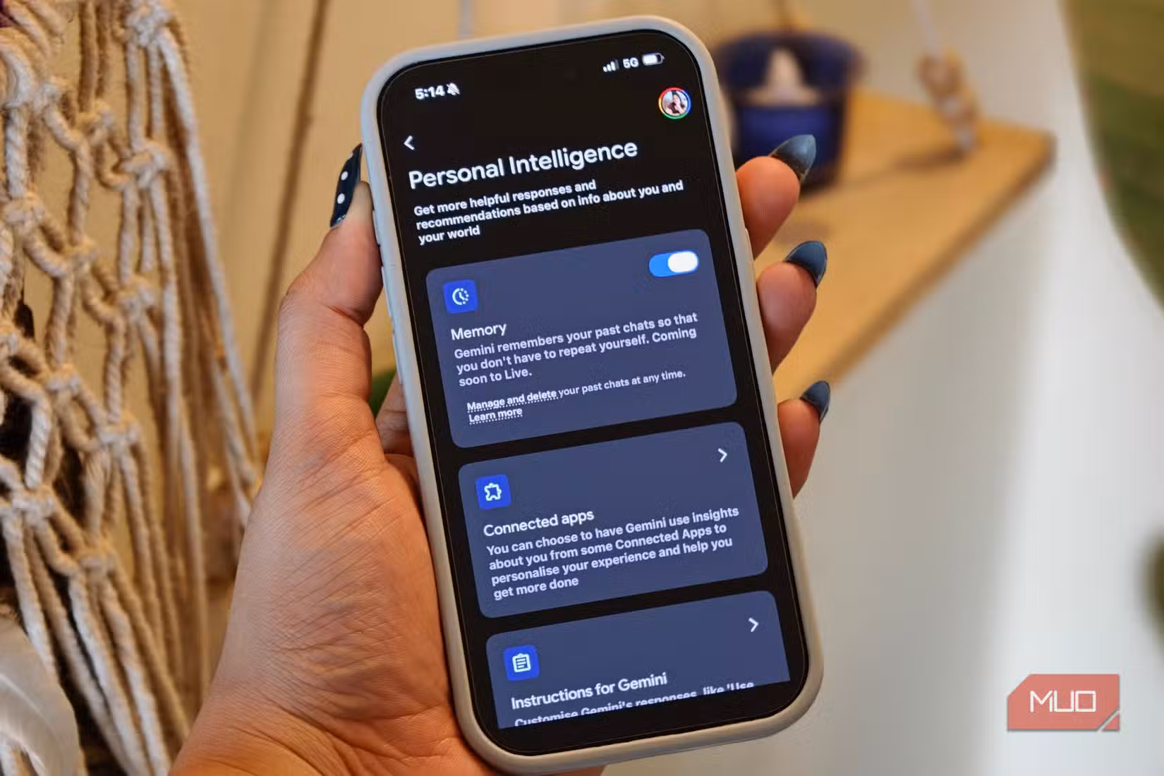 Personal Intelligence page on Gemini app on iPhone