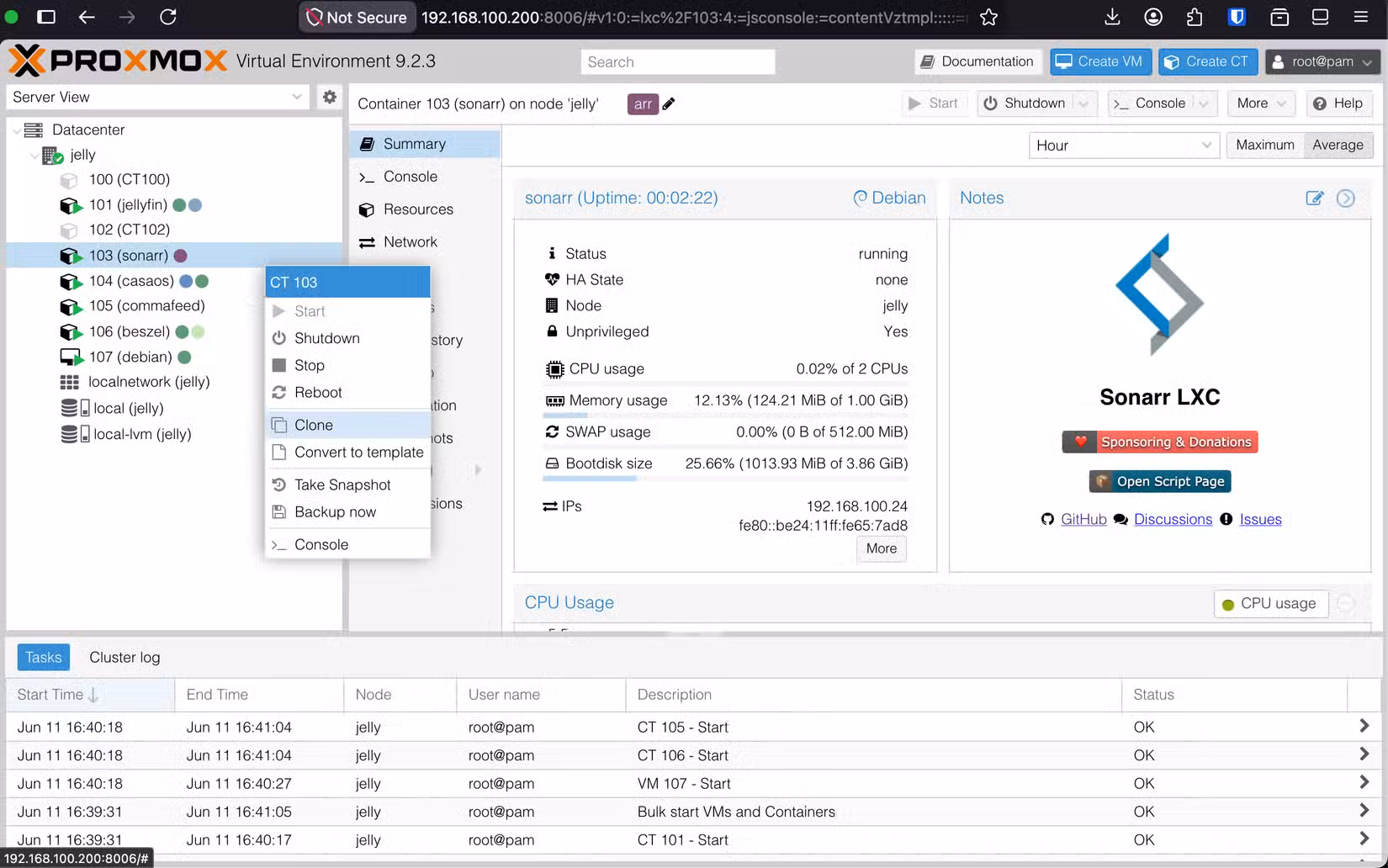 Cloning and cloning to a template using Proxmox.