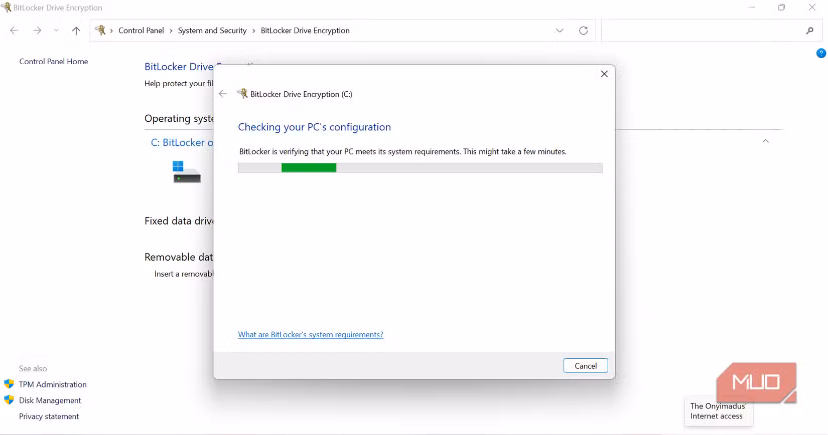 Enabling BitLocker
