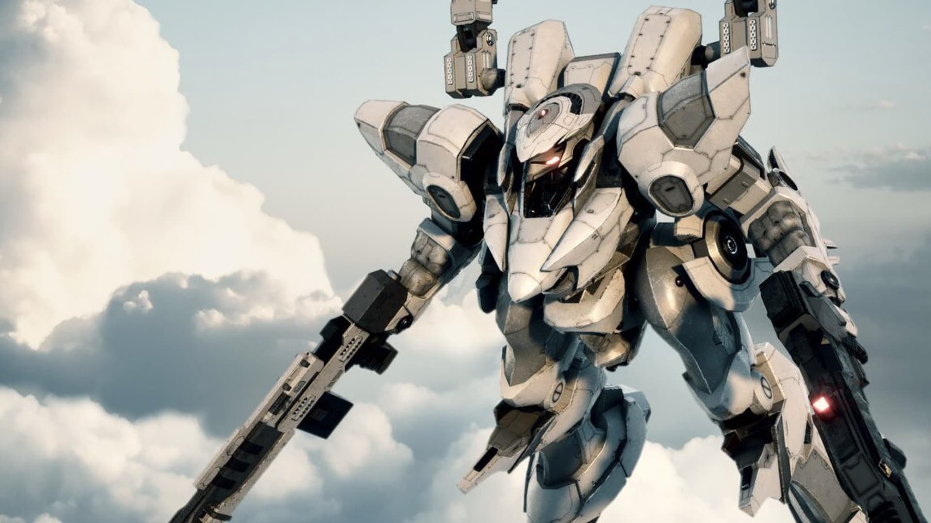 A mecha in flight in Omega Phenex Commenced Project Six.