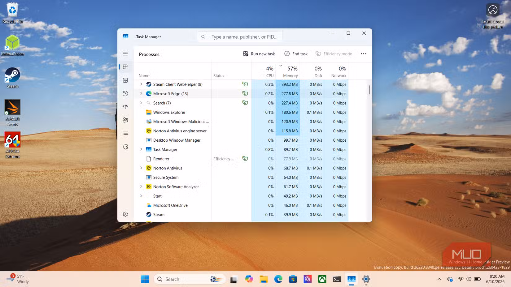 Task manager on Windows 11