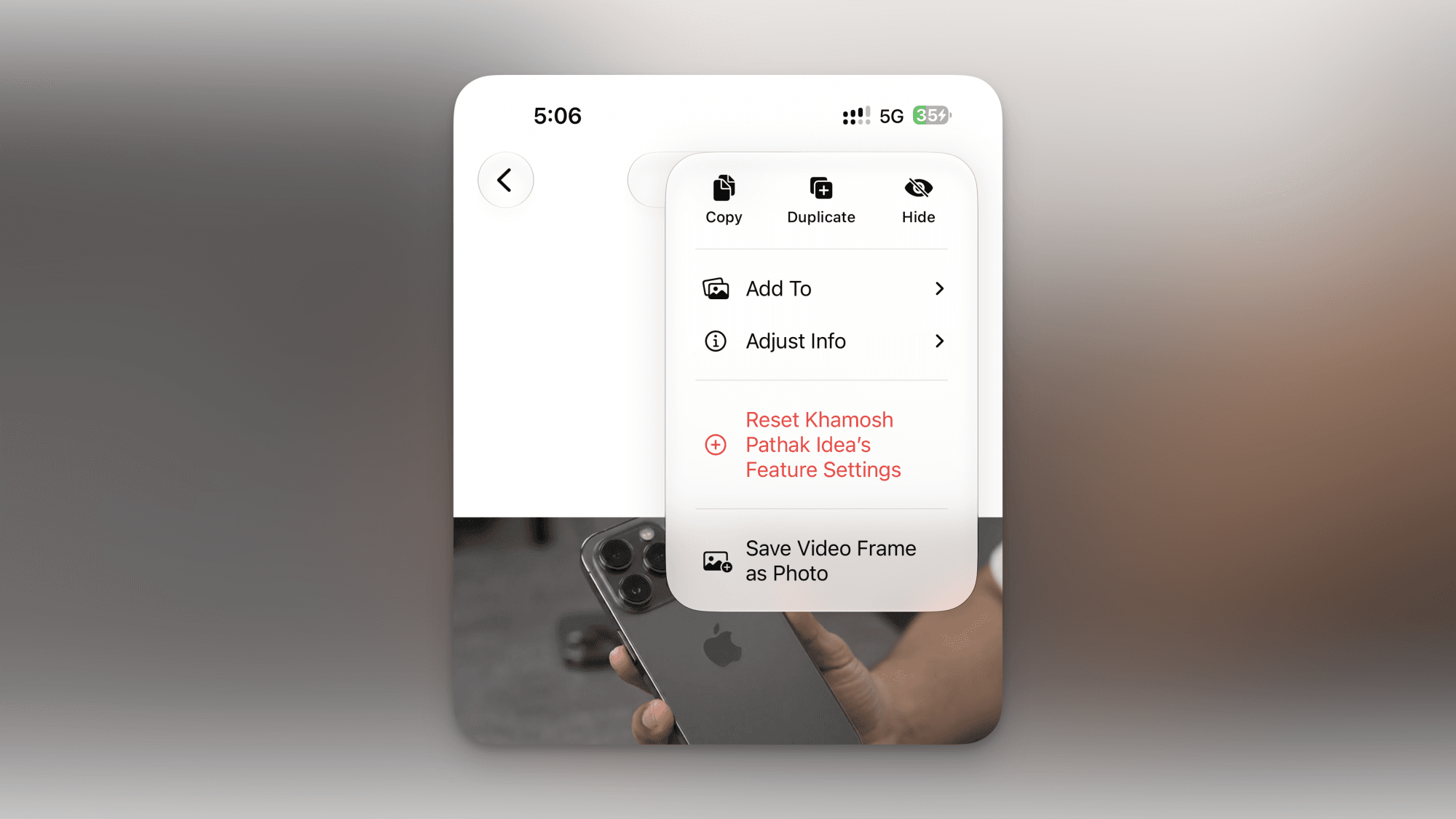 Save Video Frame as a Photo option.