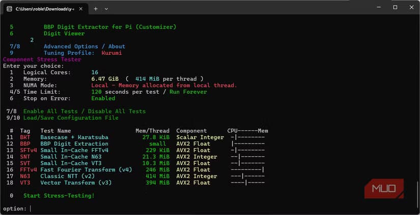 y-curncher testing on PC