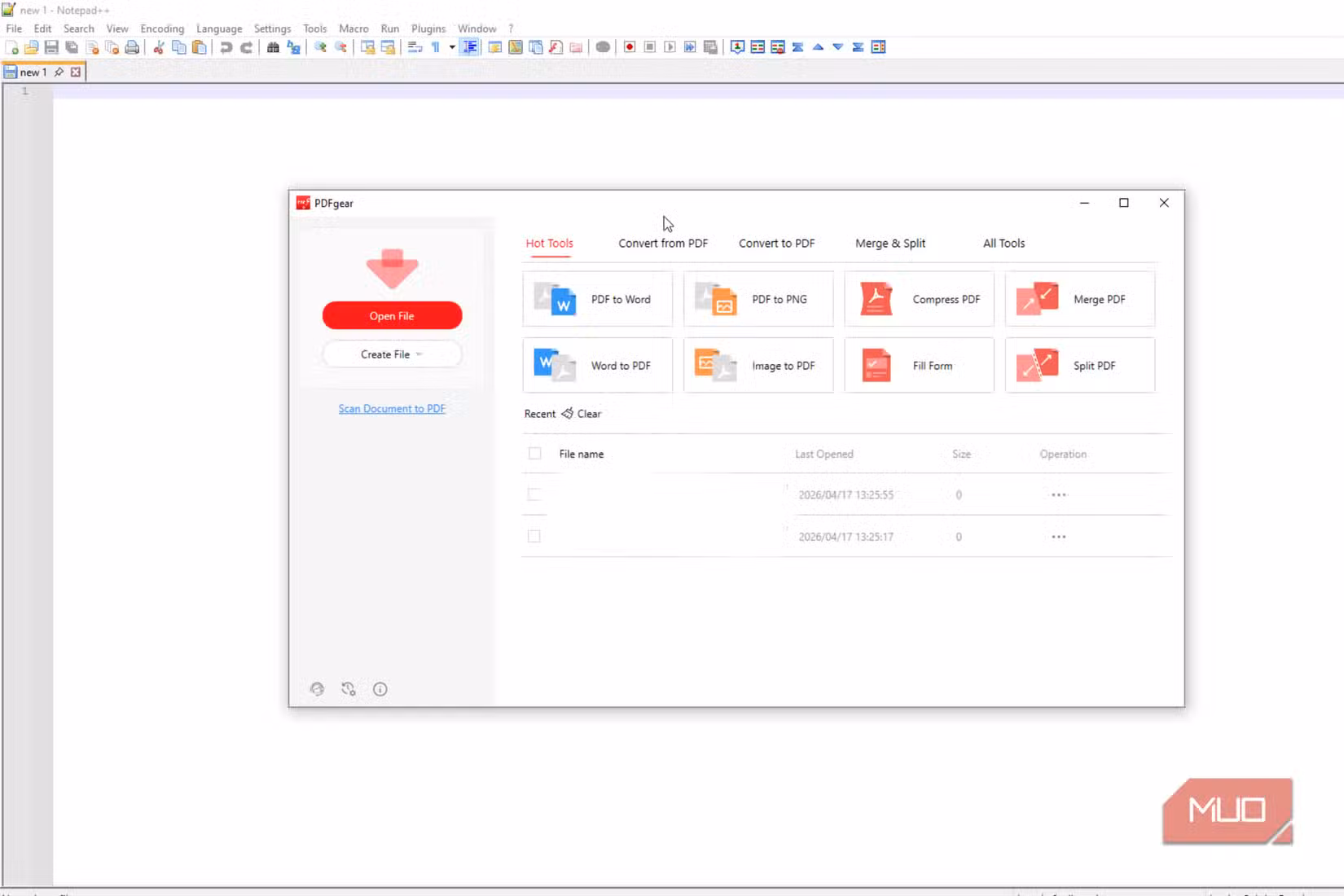 File opening in PDF Gear