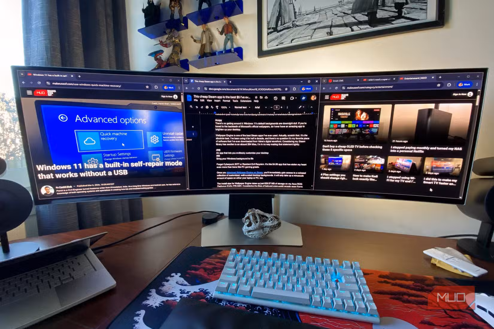 A Samsung Odyssey OLED G9 monitor displaying Google Chrome tabs