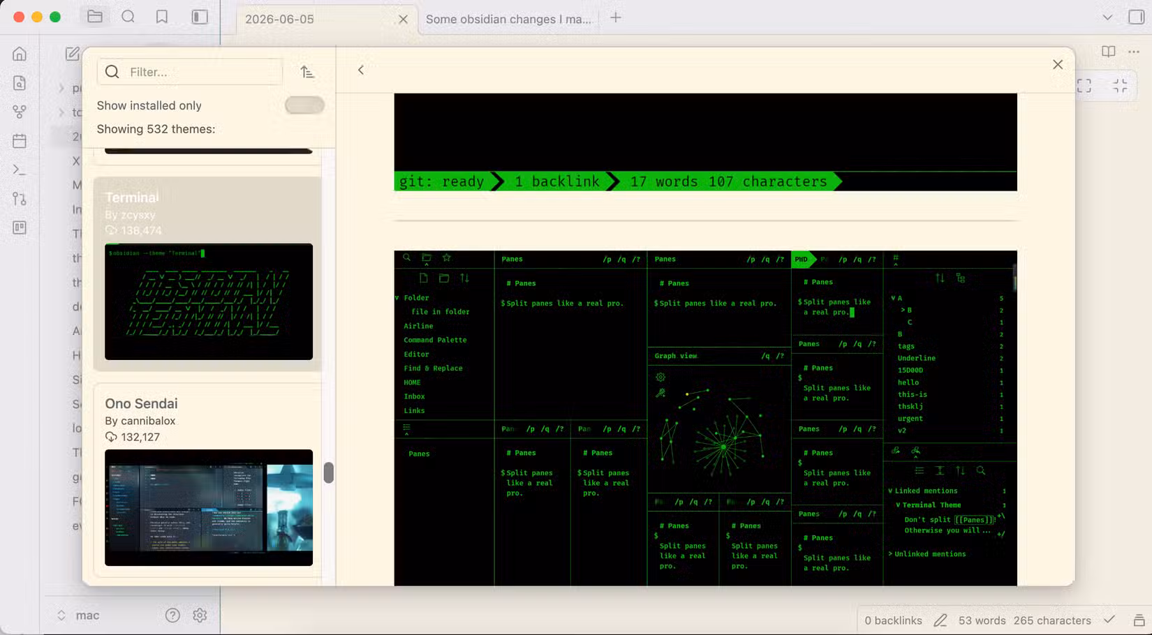 Obsidian theme.