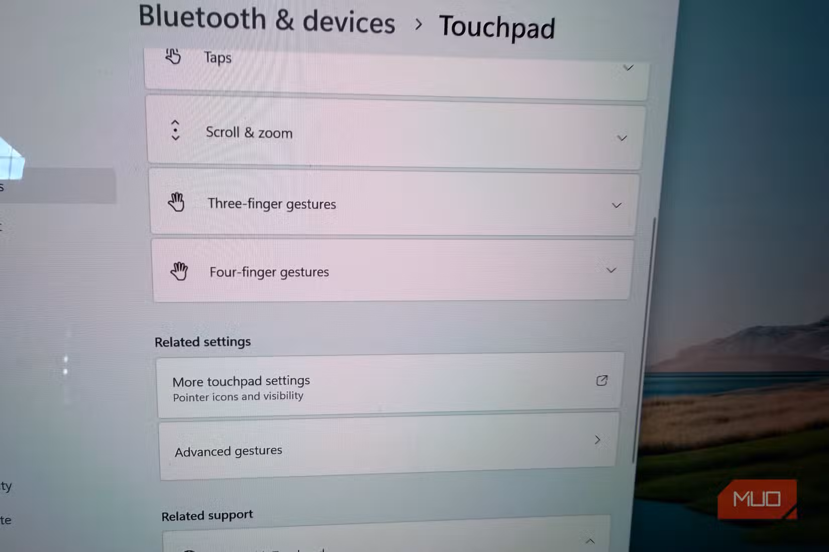 touchpad settings