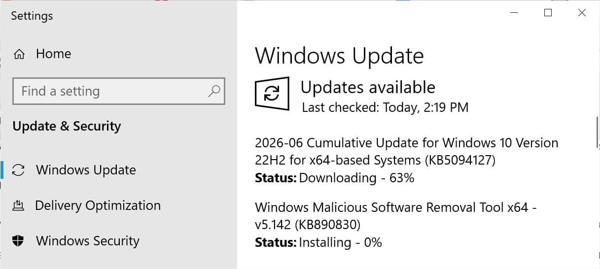Windows 10 KB5094127 update