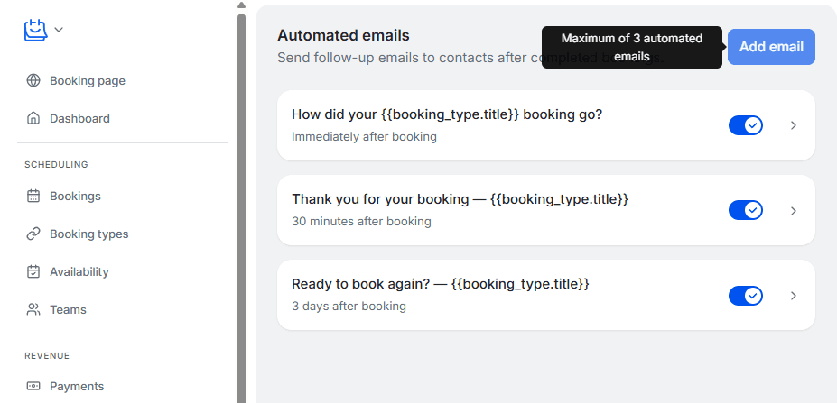 Automated emails in TidyCal