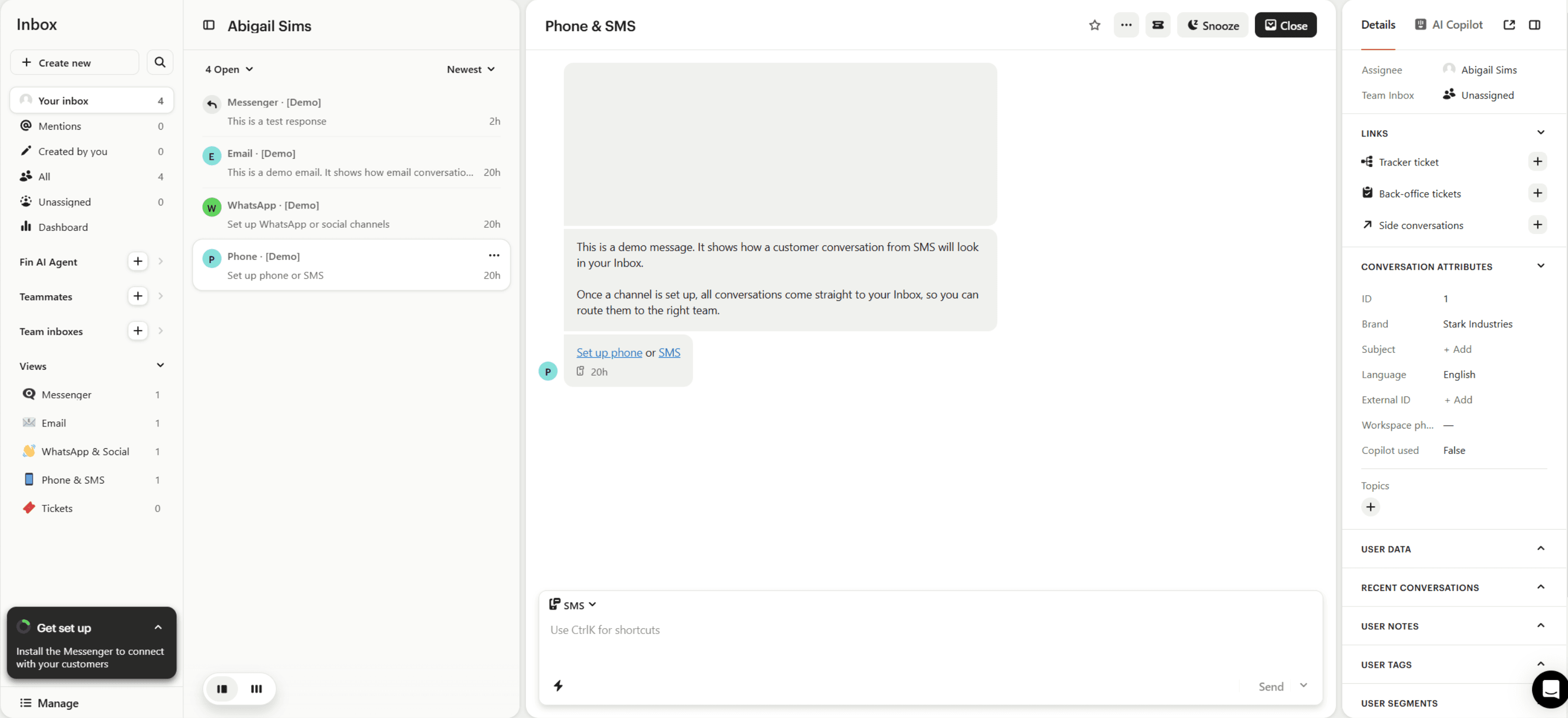 A screenshot of Intercom, a customer experience software.