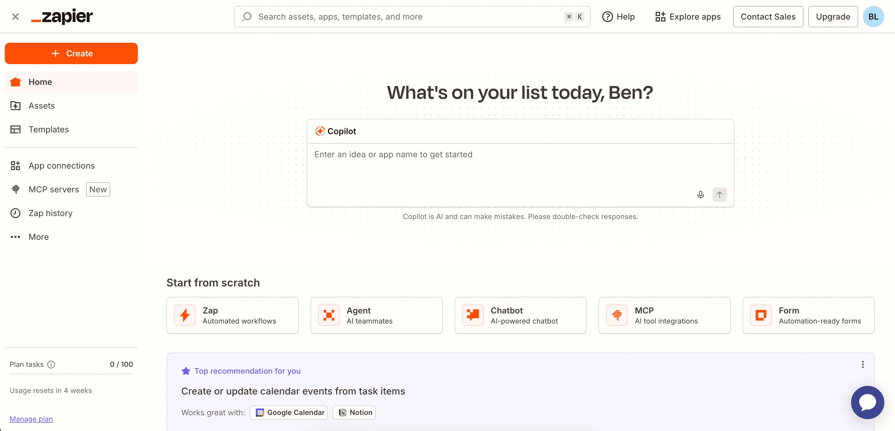 A screenshot of Zapier, a workflow orchestration tool.