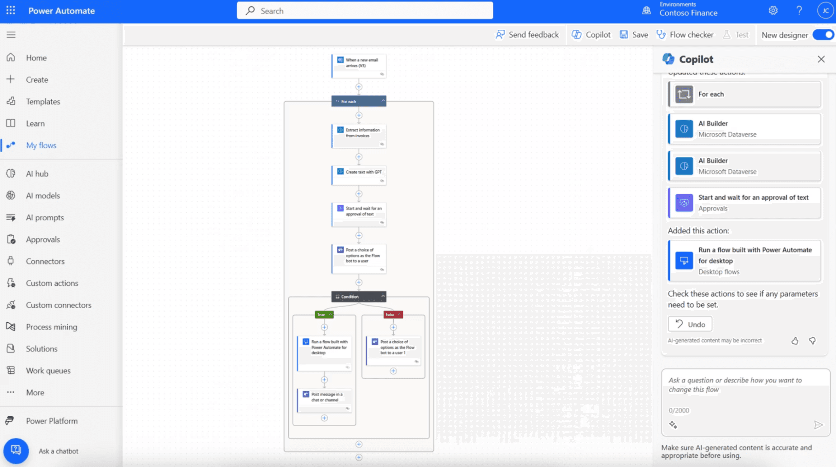 A screenshot of Microsoft Power Automate, a workflow orchestration tool.