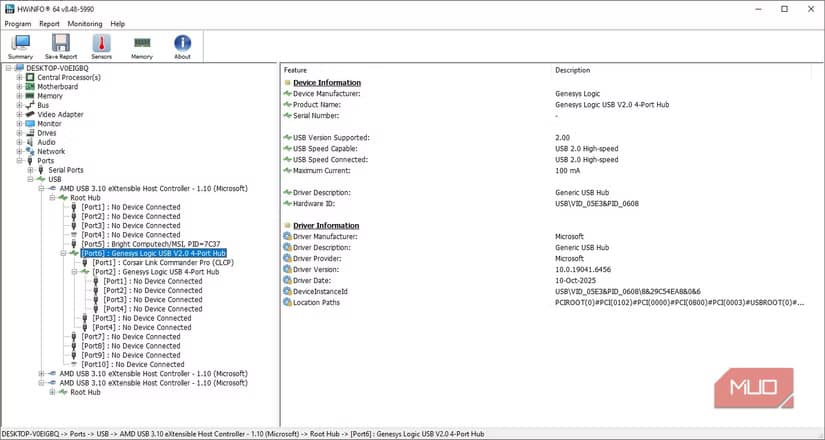 hwinfo usb port speeds.