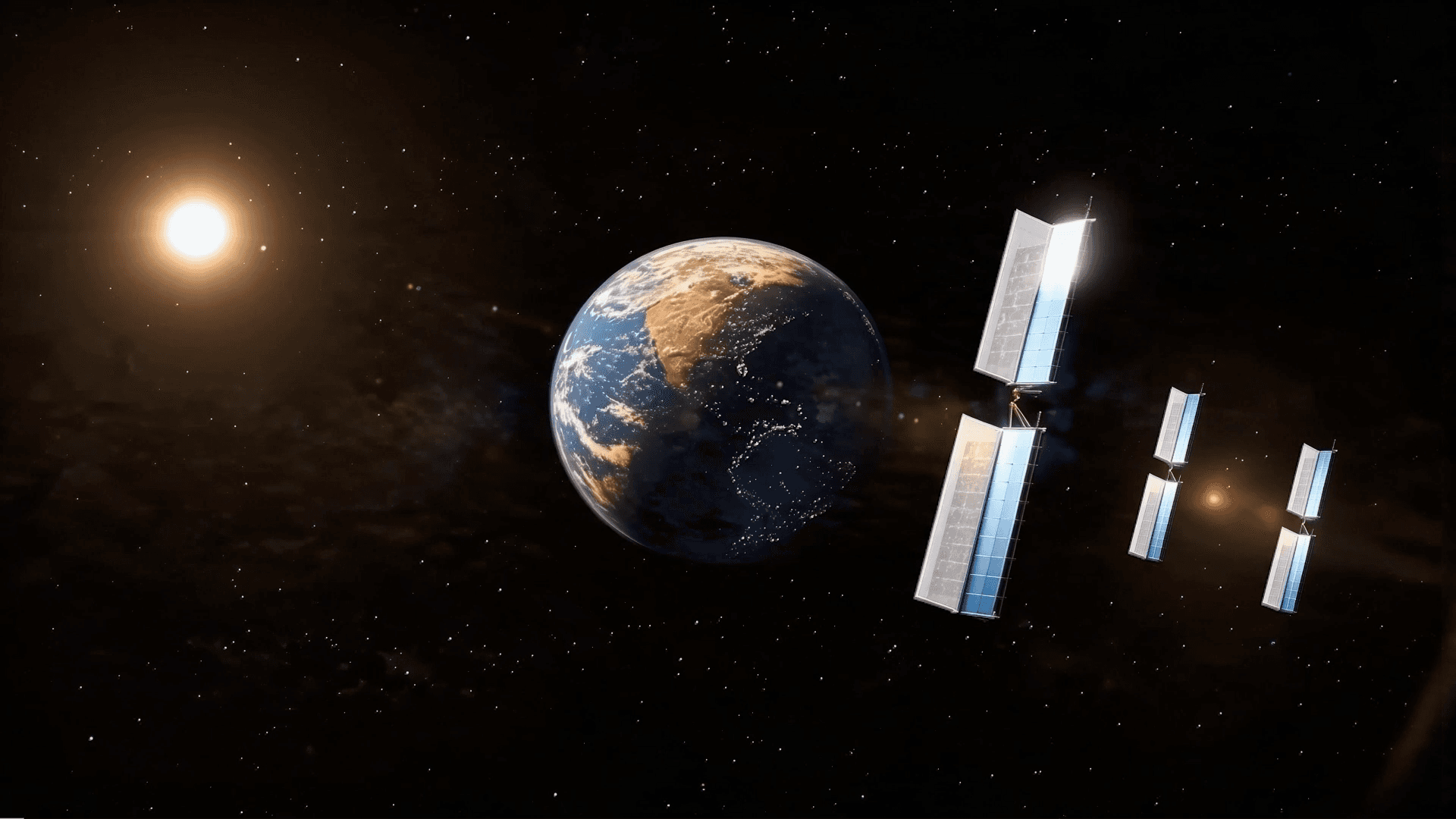 satellite beams down sunlight from space