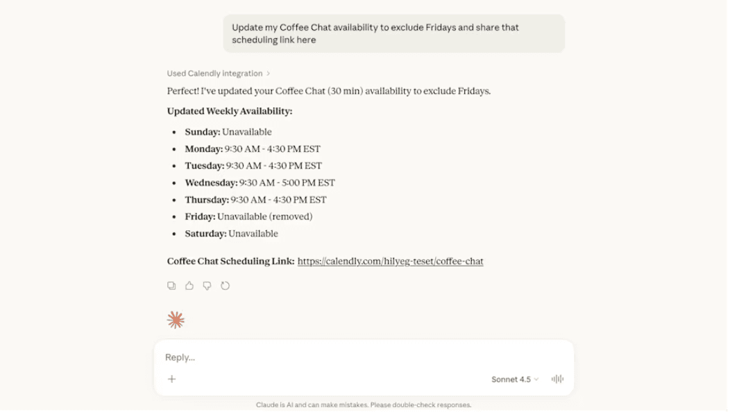 Using Calendly MCP in Claude