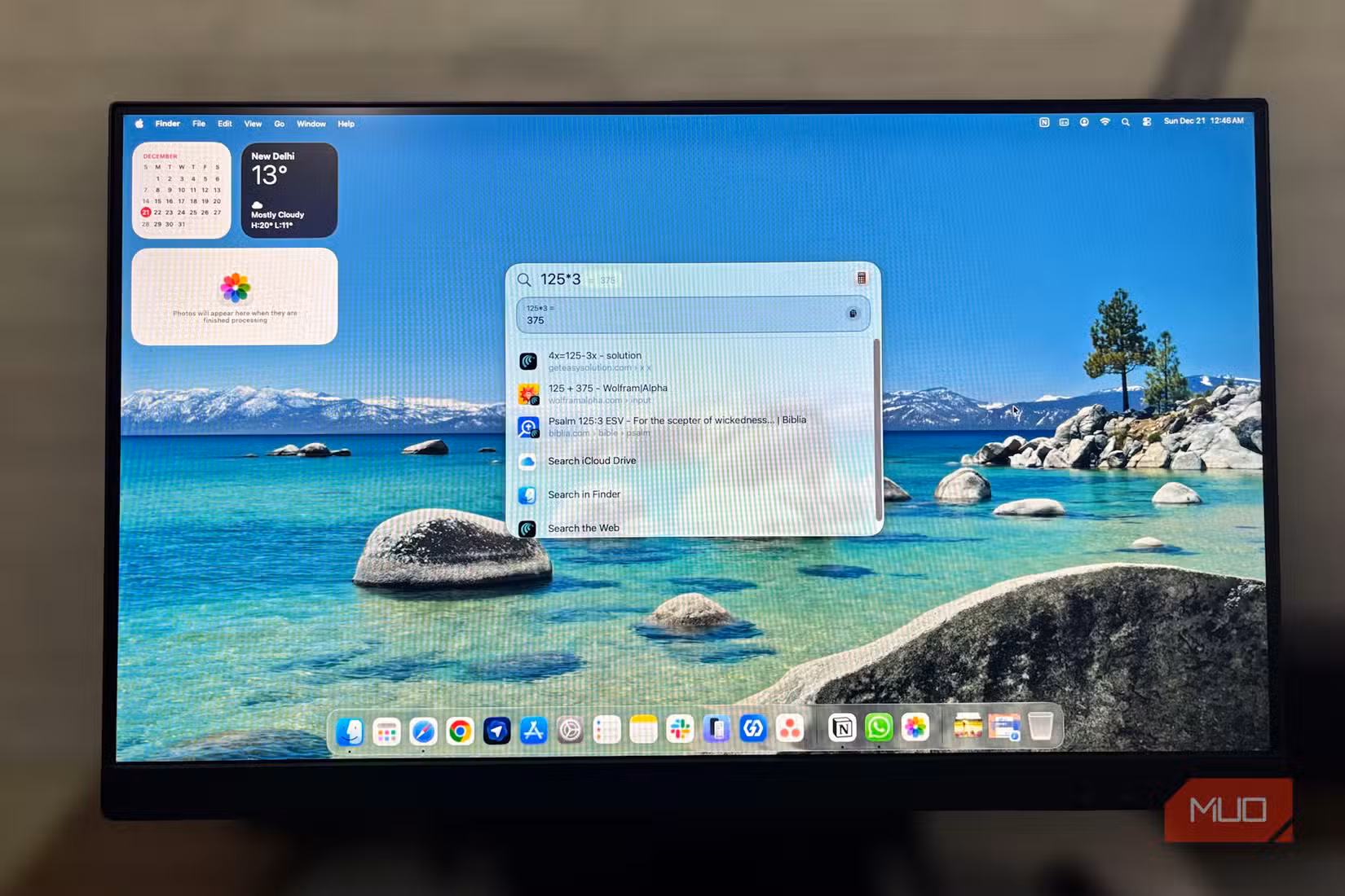 macOS Spotlight showing quick calculation result
