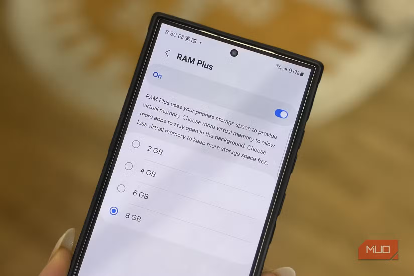 RAM Plus in the Settings app on Galaxy S24 Ultra