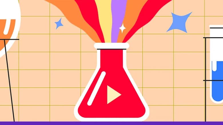 Artistic rendering of an Erlenmeyer flask with the YouTube Logo on it