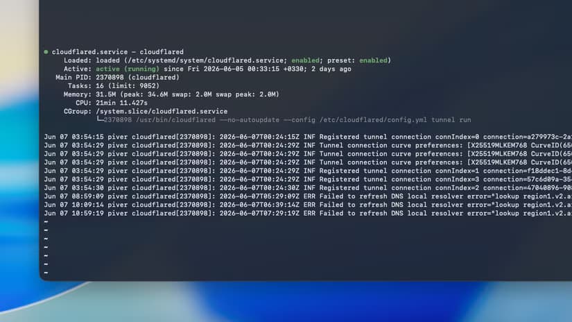 Cloudflared status in a systemd status command