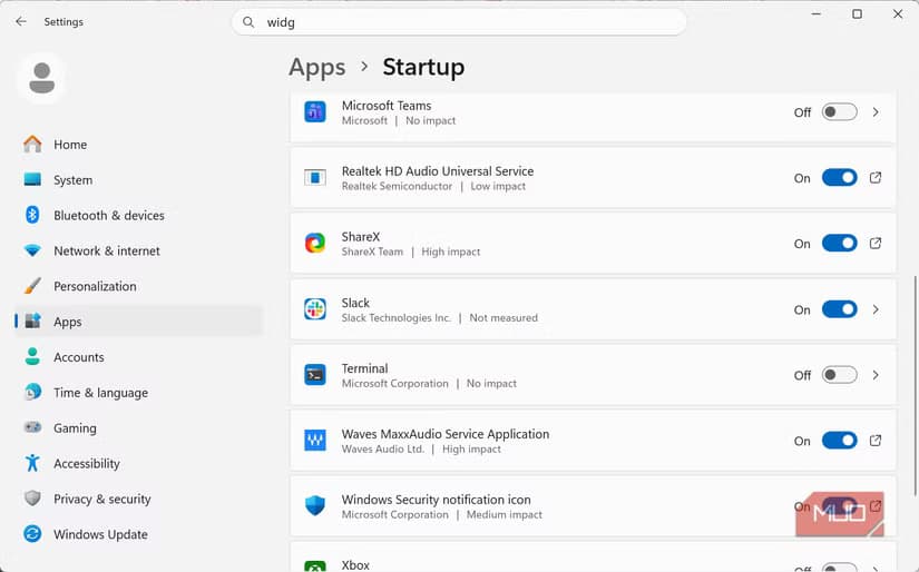 Windows startup apps
