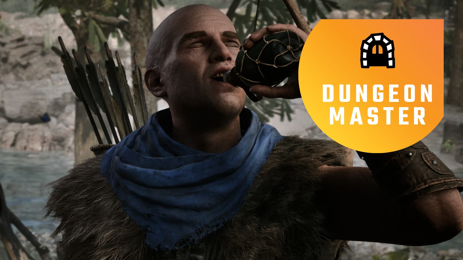A hunter drinking beer