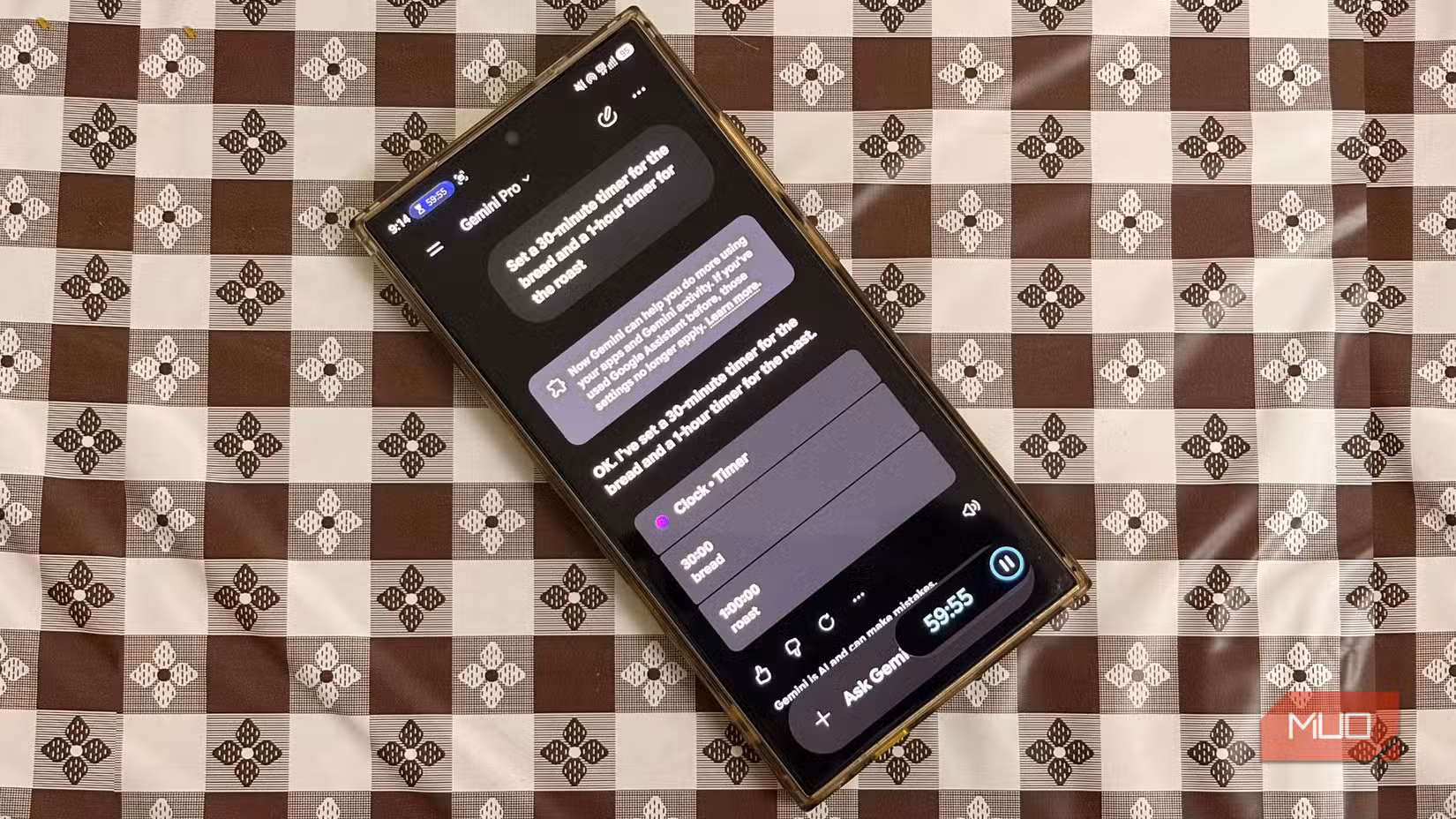 Gemini Utilities feature in action setting timer and alarm