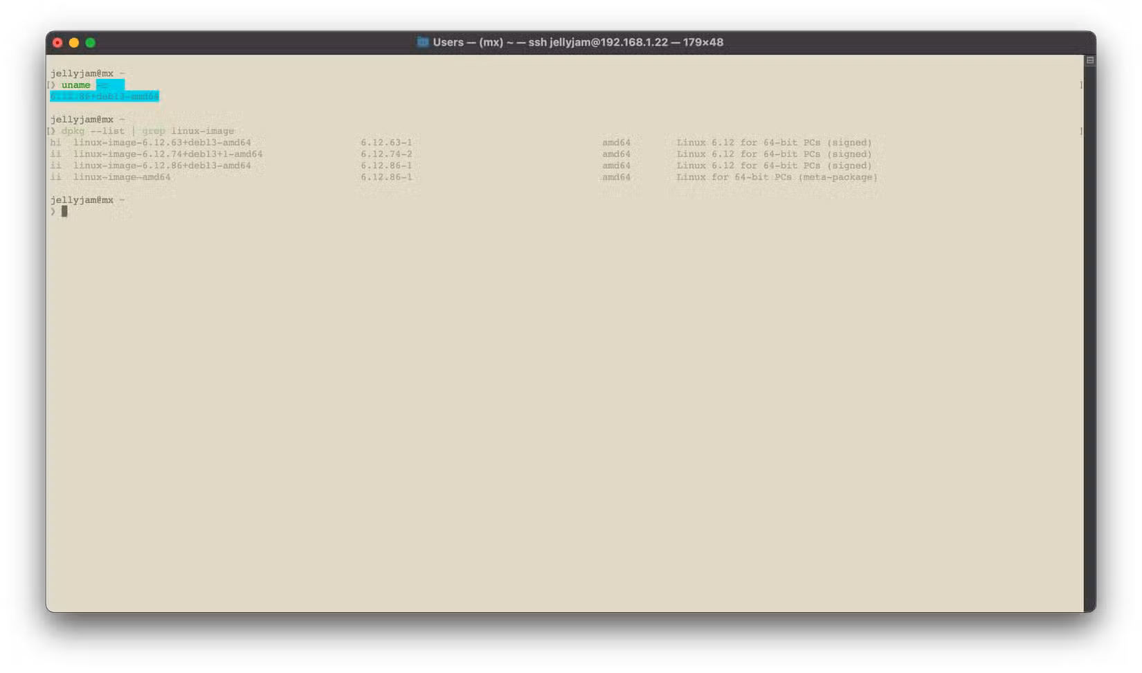 A list of available Kernels printed on the console.